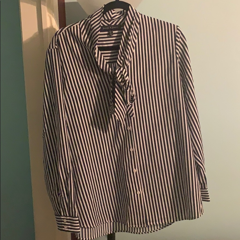Navy Striped Blouse